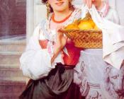 Pisan Girl with Basket of Oranges and Lemons - 皮埃尔·奥古斯特·库特